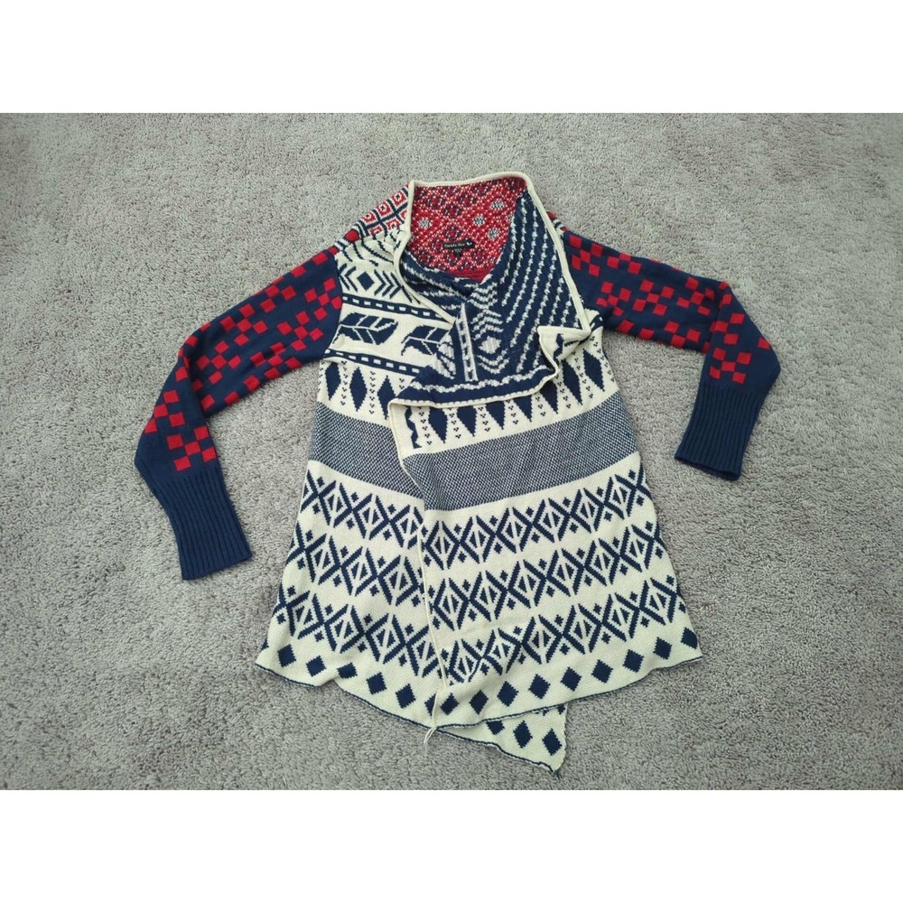 Double Zero Cardigan Womens L Aztec Sweater Open‎ Front Long Sleeve Southwestern